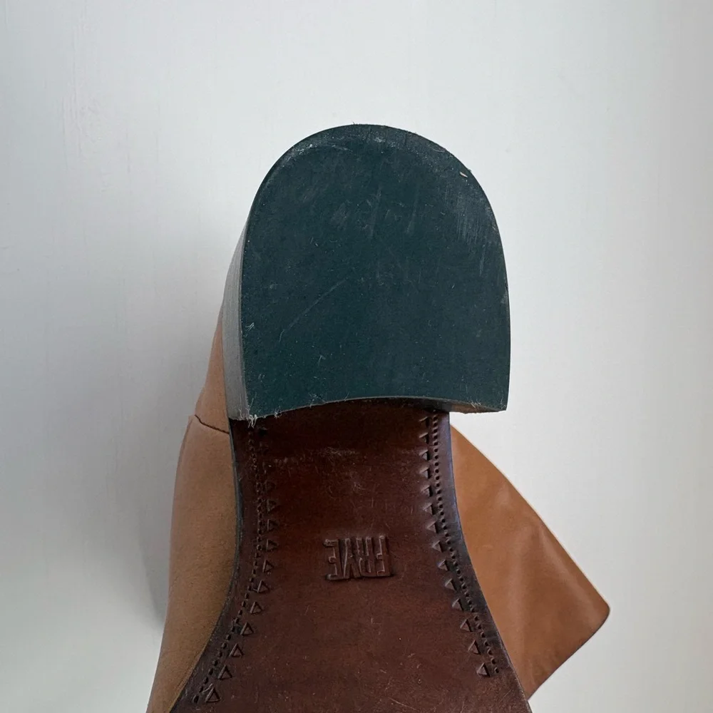 Frye Tall Leather Riding Boots in Cognac Brown